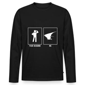 Ton mari - Moi - Ciel glissant vers la gauche - T-shirt manches longues Premium bio Homme - noir - Devant - Nico (187cm)