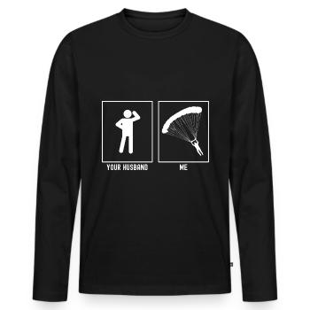 Ihr Mann - Ich - Gleitschirmfliegen Wenden - Männer Premium Bio Langarmshirt - Schwarz - Vorne - Nico (187cm)