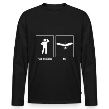 Her husband - I - Paragliding Action Vekt - Men's Premium Organic Long Sleeve Shirt - black - Front - Nico (187cm)