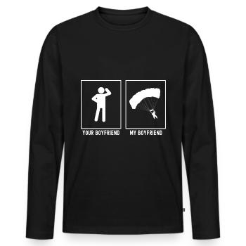 Votre ami - Mon ami - Parapente Tournant - T-shirt manches longues Premium bio Homme - noir - Devant - Nico (187cm)