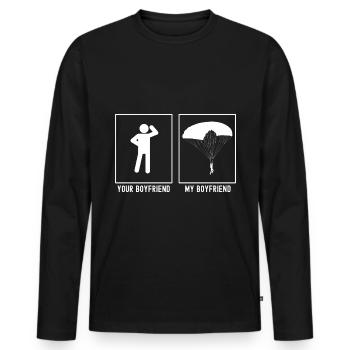 Votre ami - Mon ami - Parapente Ama - T-shirt manches longues Premium bio Homme - noir - Devant - Nico (187cm)