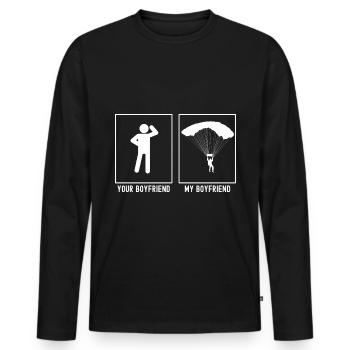 Votre ami - Mon ami - Polaire de parapente extrême - T-shirt manches longues Premium bio Homme - noir - Devant - Nico (187cm)