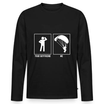 Ton ami - Moi - Atterrissage en parapente - T-shirt manches longues Premium bio Homme - noir - Devant - Nico (187cm)