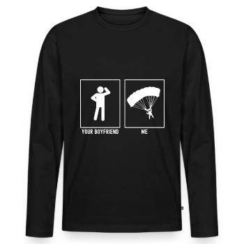 Dein Freund - Ich - Gleitschirmfliegen Diagonale - Männer Premium Bio Langarmshirt - Schwarz - Vorne - Nico (187cm)