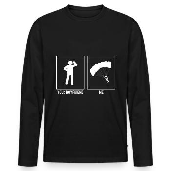 Dein Freund - Ich - Gleitschirmfliegen Design - Männer Premium Bio Langarmshirt - Schwarz - Vorne - Nico (187cm)