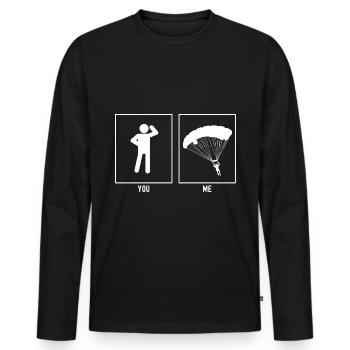 Du - Ich - Gleitschirmfliegen Links Vektor - Männer Premium Bio Langarmshirt - Schwarz - Vorne - Nico (187cm)