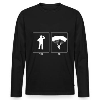 Vous - Moi - Illustration de parapente - T-shirt manches longues Premium bio Homme - noir - Devant - Nico (187cm)