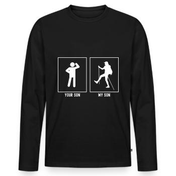 Ihr Sohn - Mein Sohn - Wandernde Person - Männer Premium Bio Langarmshirt - Schwarz - Vorne - Nico (187cm)