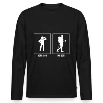 Your son - My son - Wandering man on the right - Men's Premium Organic Long Sleeve Shirt - black - Front - Nico (187cm)