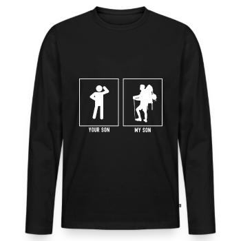 Ihr Sohn - Mein Sohn - Wandernder Mann Posed - Männer Premium Bio Langarmshirt - Schwarz - Vorne - Nico (187cm)