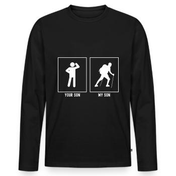 Your son - My son - Difficult hiking - Men's Premium Organic Long Sleeve Shirt - black - Front - Nico (187cm)