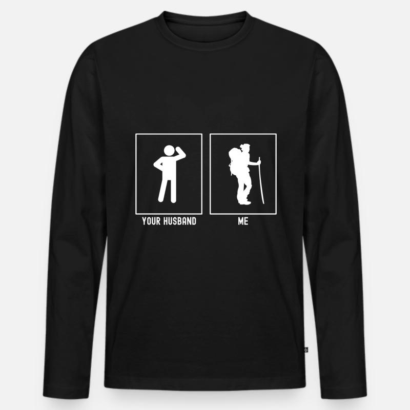 Ihr Ehemann - Ich - Wandernde Frau - Männer Premium Bio Langarmshirt - Schwarz
