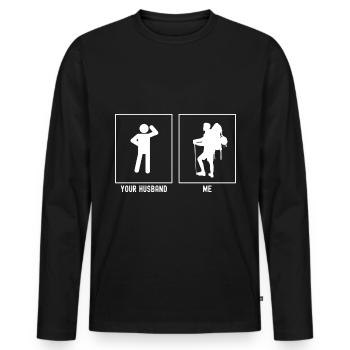 Votre mari - I - Randonnée préparée - T-shirt manches longues Premium bio Homme - noir - Devant - Nico (187cm)