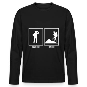 Dein Vater - Mein Vater - Wandernder Berg - Männer Premium Bio Langarmshirt - Schwarz - Vorne - Nico (187cm)