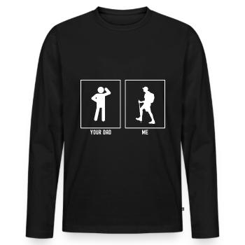 Dein Vater - Ich - Langsames Wandern - Männer Premium Bio Langarmshirt - Schwarz - Vorne - Nico (187cm)