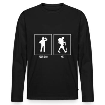 Dein Vater - Ich - Wandeln und Wandern - Männer Premium Bio Langarmshirt - Schwarz - Vorne - Nico (187cm)
