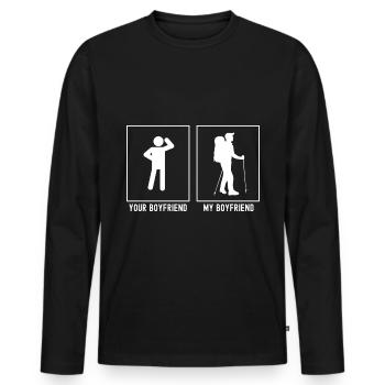 Votre ami - Mon ami - Stand errant - T-shirt manches longues Premium bio Homme - noir - Devant - Nico (187cm)