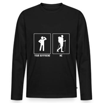 Dein Freund - Ich - Wandern nach rechts - Männer Premium Bio Langarmshirt - Schwarz - Vorne - Nico (187cm)