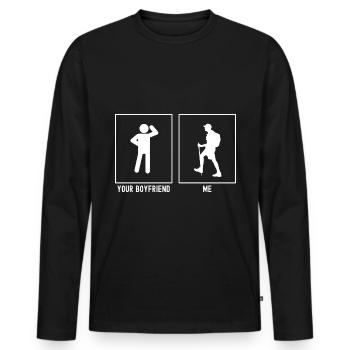 Votre ami - Moi - Wandering Wanderer Links - T-shirt manches longues Premium bio Homme - noir - Devant - Nico (187cm)