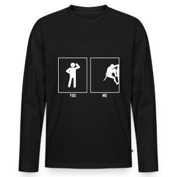 Vous - Moi - Grimper à droite - T-shirt manches longues Premium bio Homme - noir - Devant - Nico (187cm)