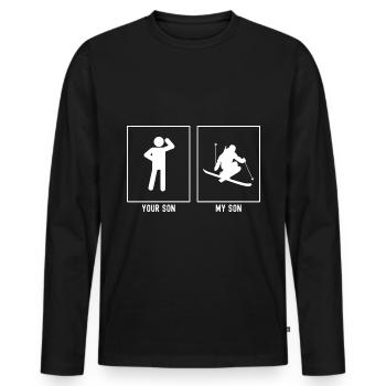 Votre fils - Mon fils - Ski Activité professionnelle - T-shirt manches longues Premium bio Homme - noir - Devant - Nico (187cm)