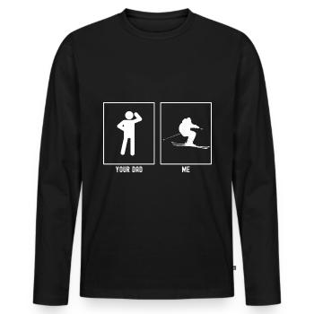 Your father - me - professional skier (SK) - Men's Premium Organic Long Sleeve Shirt - black - Front - Nico (187cm)