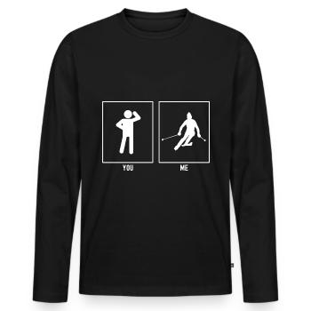 Vous - Moi - Activité de ski - T-shirt manches longues Premium bio Homme - noir - Devant - Nico (187cm)