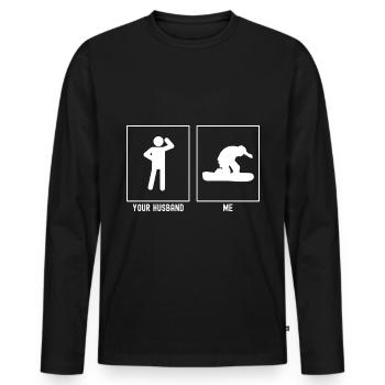 Ihr Ehemann - Ich - Snowboarding Radikal - Männer Premium Bio Langarmshirt - Schwarz - Vorne - Nico (187cm)
