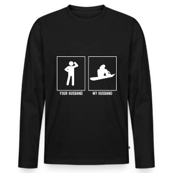 Ihr Ehemann - Mein Ehemann - Snowboarding Board - Männer Premium Bio Langarmshirt - Schwarz - Vorne - Nico (187cm)
