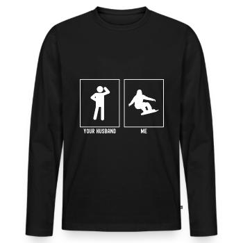 Votre mari - moi - Rotation de planche à neige - T-shirt manches longues Premium bio Homme - noir - Devant - Nico (187cm)