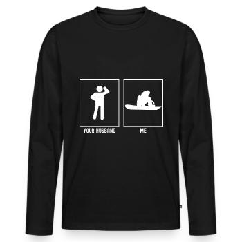 Dein Ehemann - Ich - Snowboarding Design - Männer Premium Bio Langarmshirt - Schwarz - Vorne - Nico (187cm)