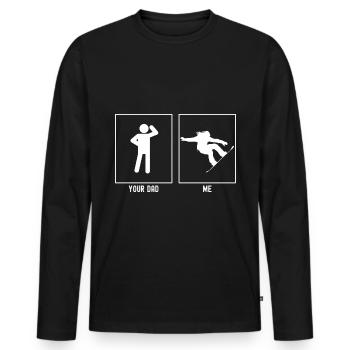 Dein Vater - Ich - Extrem-Snowboarding - Männer Premium Bio Langarmshirt - Schwarz - Vorne - Nico (187cm)