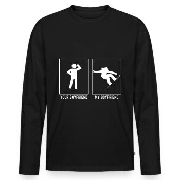 Your Friend - My Friend - Snowboarding Jump - Men's Premium Organic Long Sleeve Shirt - black - Front - Nico (187cm)