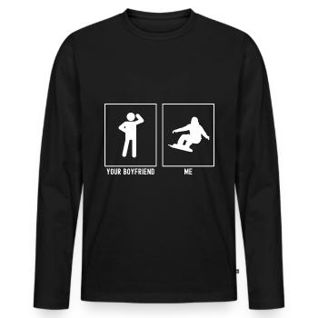 Your Friend - Me - Snowboarding Activity Vector - Men's Premium Organic Long Sleeve Shirt - black - Front - Nico (187cm)