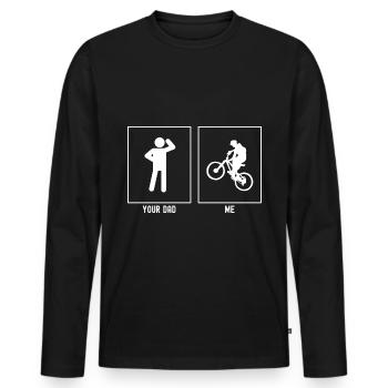 Your father - me - extreme mountain biking - Men's Premium Organic Long Sleeve Shirt - black - Front - Nico (187cm)