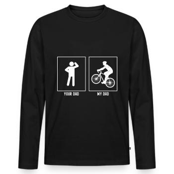 Ihr Vater - Mein Vater - Radfahren bergauf links - Männer Premium Bio Langarmshirt - Schwarz - Vorne - Nico (187cm)