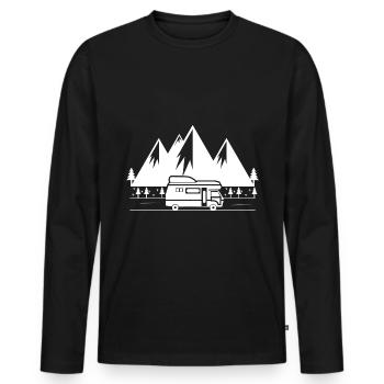 Mountain - Camping Van - (14) - Men's Premium Organic Long Sleeve Shirt - black - Front - Nico (187cm)