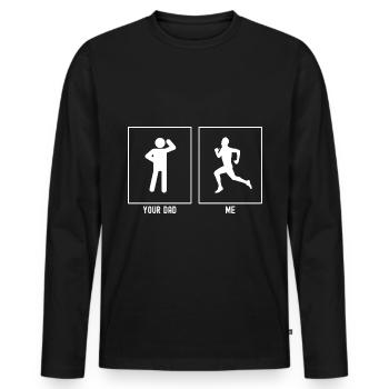 Ton père - Moi - Running Man - T-shirt manches longues Premium bio Homme - noir - Devant - Nico (187cm)