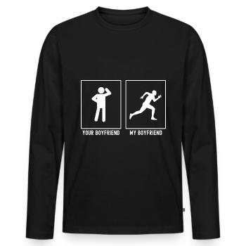 Ton ami - Mon ami - Running Man - T-shirt manches longues Premium bio Homme - noir - Devant - Nico (187cm)