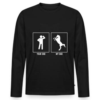 Your Father - My Father - Horse Rearing Illustrat - Men's Premium Organic Long Sleeve Shirt - black - Front - Nico (187cm)