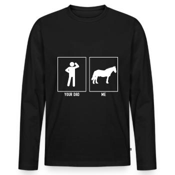 Ton père - moi - cheval calme - T-shirt manches longues Premium bio Homme - noir - Devant - Nico (187cm)