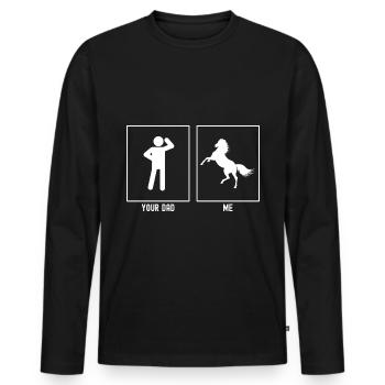 Ton père - moi - Cheval fantastique - T-shirt manches longues Premium bio Homme - noir - Devant - Nico (187cm)