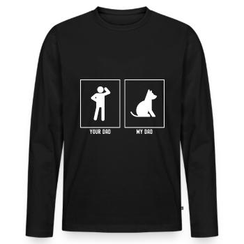 Dein Vater - Mein Vater - Niedlicher Hund - Männer Premium Bio Langarmshirt - Schwarz - Vorne - Nico (187cm)