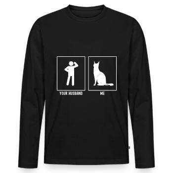 Ihr Ehemann - Ich - Katze stilisiert - Männer Premium Bio Langarmshirt - Schwarz - Vorne - Nico (187cm)