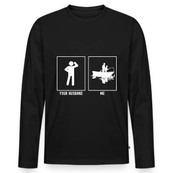 Your husband - me - fishing Father and son - Men's Premium Organic Long Sleeve Shirt - black - Front - Nico (187cm)