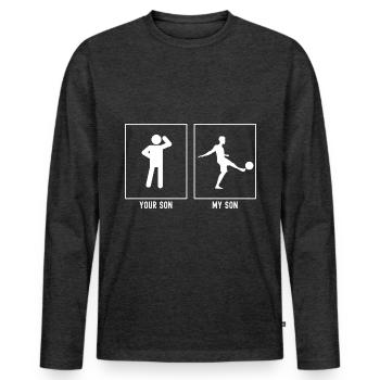 Dein Sohn - Mein Sohn - Fußball-Jonglage - Männer Premium Bio Langarmshirt - Anthrazit meliert - Vorne - Nico (187cm)
