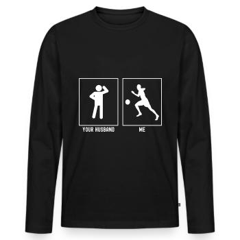 Ihr Ehemann - Ich - Fußballer Linker Vektor - Männer Premium Bio Langarmshirt - Schwarz - Vorne - Nico (187cm)