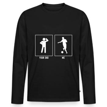Your Father - Me - Let's Play Football - Men's Premium Organic Long Sleeve Shirt - black - Front - Nico (187cm)