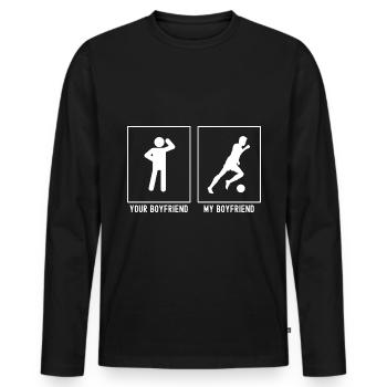 Your Friend - My Friend - Soccer Race - Men's Premium Organic Long Sleeve Shirt - black - Front - Nico (187cm)