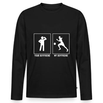 Votre ami - Mon ami - Football Links - T-shirt manches longues Premium bio Homme - noir - Devant - Nico (187cm)